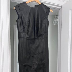 NWT Ann Taylor Faux Leather Cap Sleeve Sheath Dress